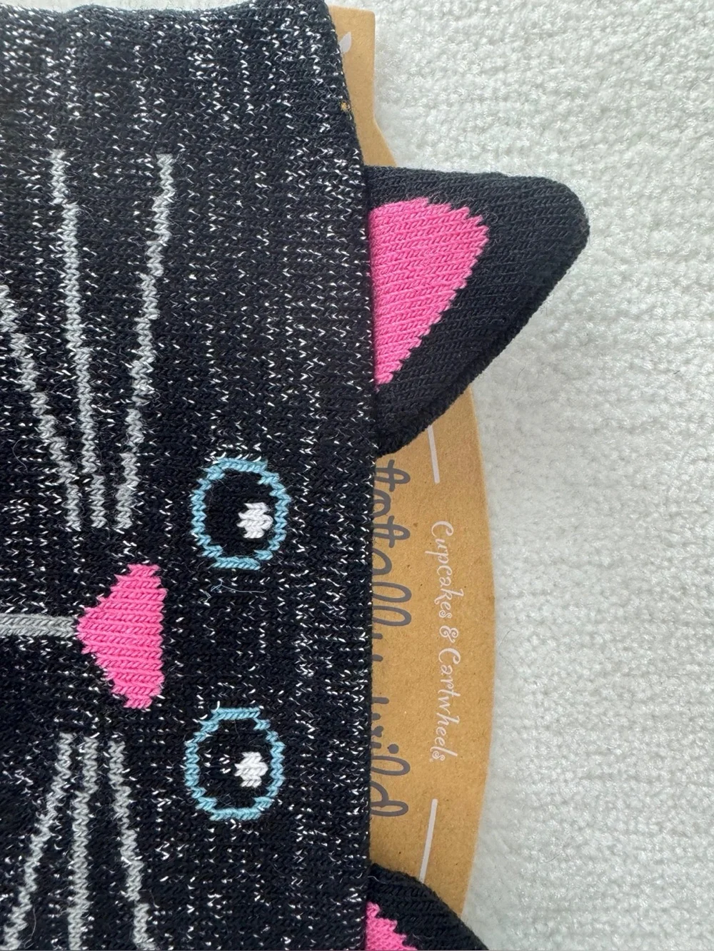 Cupcakes & Cartwheels Black Cat Knit Ear Warmer Headband Kids Winter Cozy Pink
